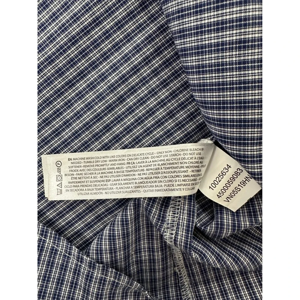 Ariat Relentless Mens Large Navy Blue Check Long Sleeve Button Down Shirt Cotton